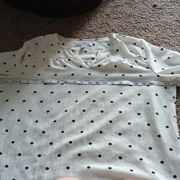 Fever women's slit collar polka dot quarter sleeve blouse size large - Picture 11 of 13